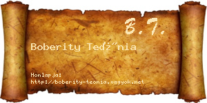 Boberity Teónia névjegykártya
